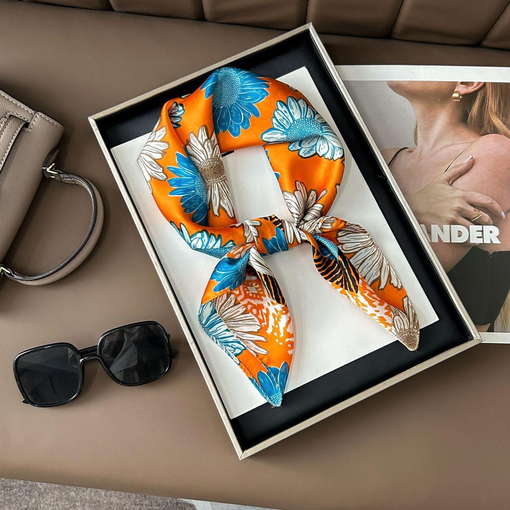 Шелковый шарф премиум-класса с принтом в корейском стиле - Универсальный модный аксессуар