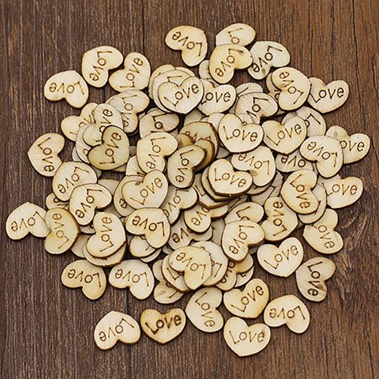 100Pcs Love Heart No Hole Wood Buttons Sewing Craft Clothes Decor DIY Scrapbooking