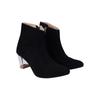 Женские черные ботильоны Shoetopai из искусственной замши с прозрачным блочным каблуком, шикарная застежка-молния, модный Fa