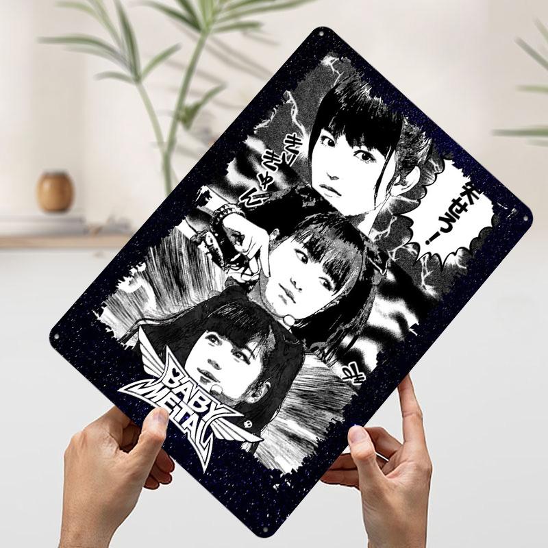 Постер с комиксами Babymetal Настенное искусство на заказ Винтажные металлические знаки Ретро жестяная табличка для мужской берлоги Декор квартиры Декор комнаты