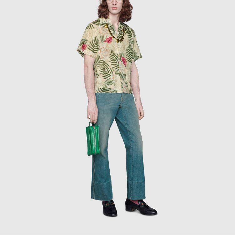 Gucci FW20 Рубашка Мужская Слоновая Кость Белый 609040-ZAEMP-9142