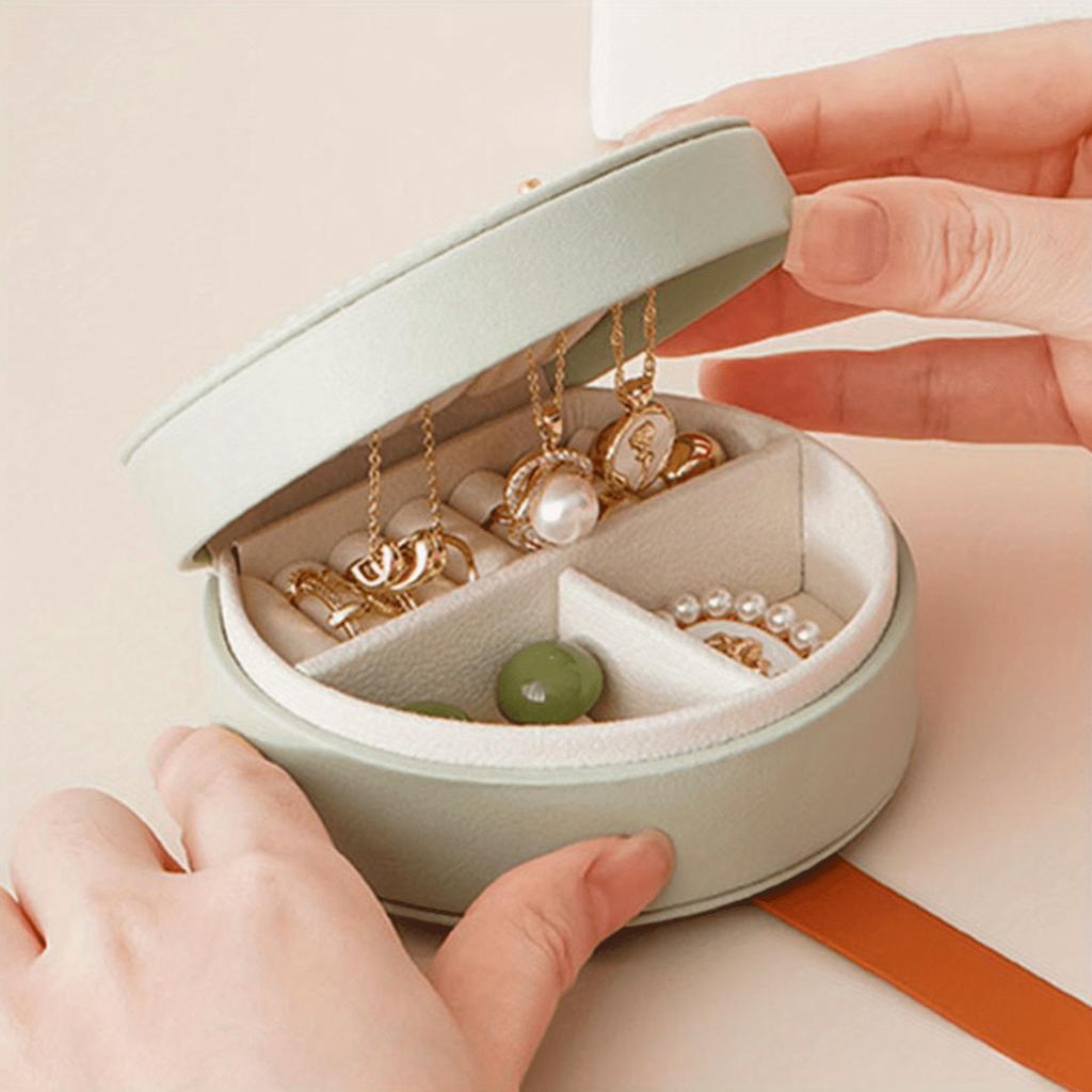 1PC Women Mini Jewelry Storage Box, Portable Home Travel Earrings Necklace Storage Case, Ring Organizer PU Leather Display Case