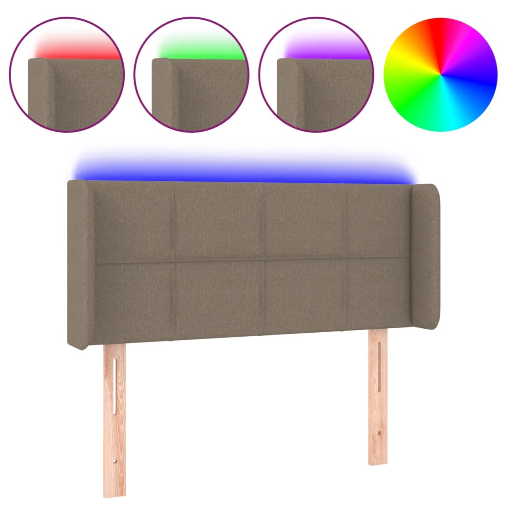 Vidaxl Zagłówek Do Łóżka Z Led, Taupe, 93X16X78/88 Cm, Tkanina