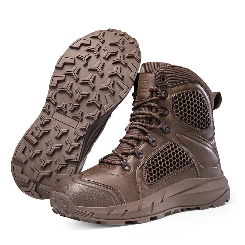 2026 Fashion Men's Desert Combat Boots Outdoor Leather Hiking Shoes Men Hunting Work Safty Boots Men's  ankle boots