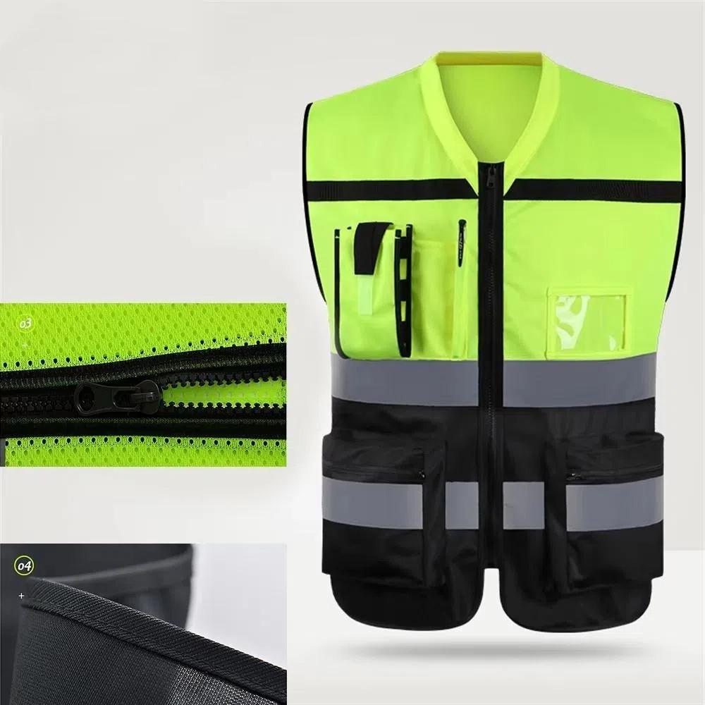 with Pocket Reflective Vest High Visibility Construction Clothes Outdoor Safety Clothing Cycling