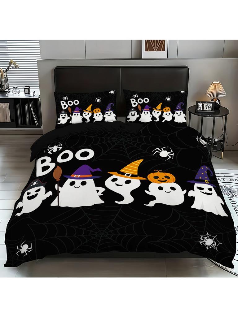 Halowen cute ghost duvet covers,3D Printed duvet cover pilowcases, Soft plus comfortable beding set, machine washable