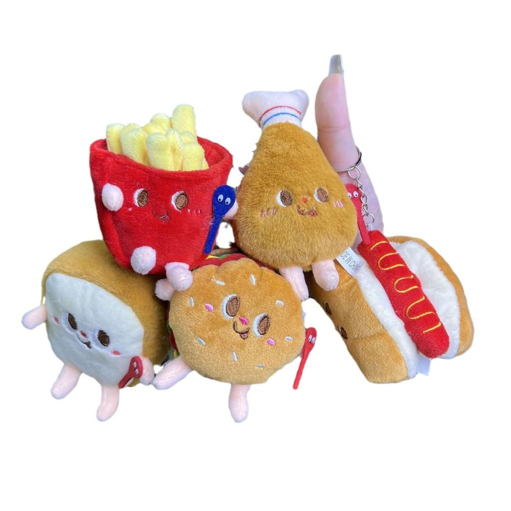 Французский Милый Мультяшный Картофель Фри Гамбургер И Хот-Дог Плюшевые Брелки Фигурки Мини