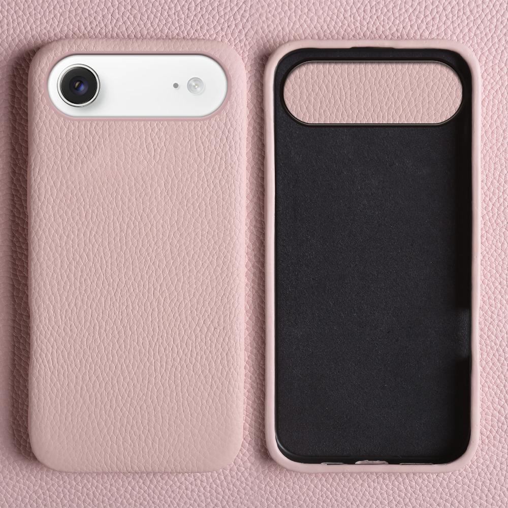 For iPhone Air Case Compatible with MagSafe Litchi Texture Genuine Cow Leather + PC Phone Cover