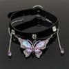 Crystal Butterfly Pendant Necklace Belt Twined Women Accessory Punk Gothic Metal Choker  Ladies