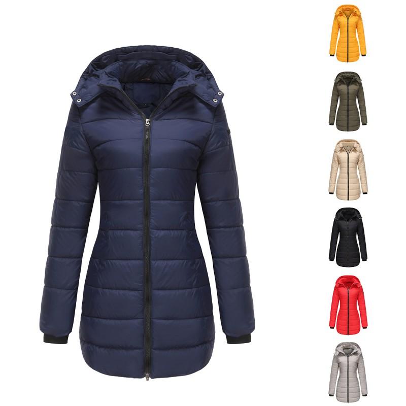 Waterproof Cotton Hooded Parka Coat Women Long Sleeve Winter Warm Jacket