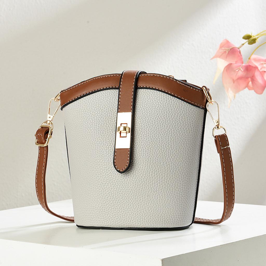 Crossbody Pu Water Bucket Bag For Women With Zipper Closure And Inner Pocket
