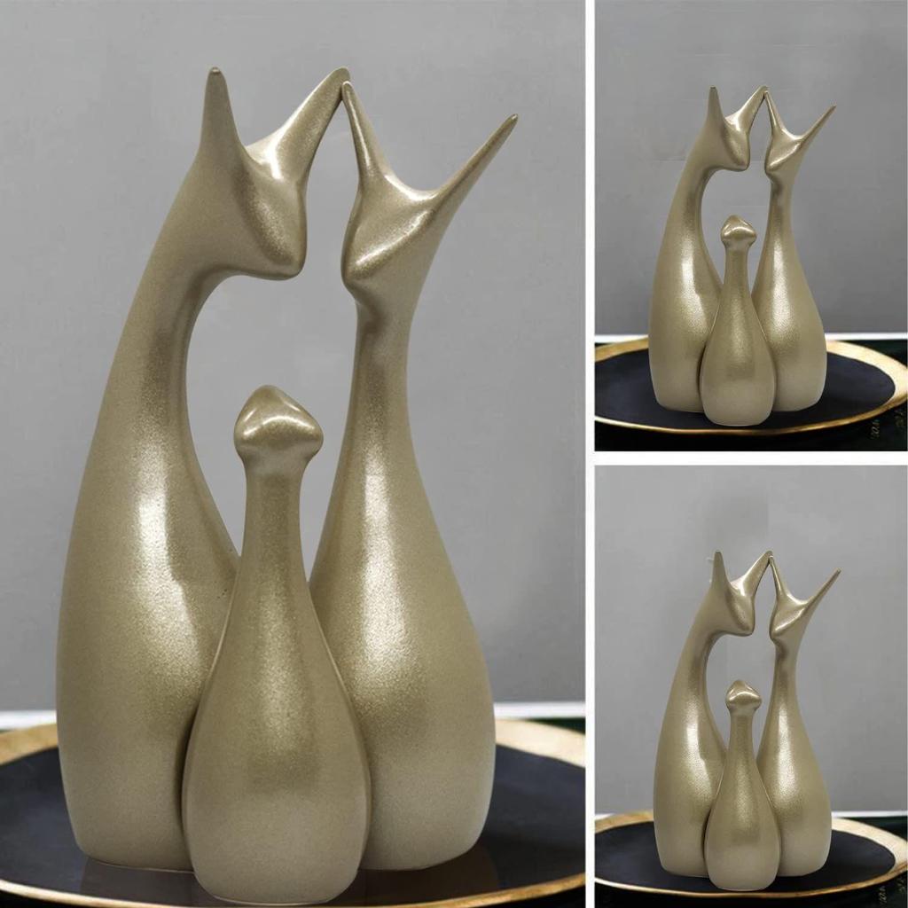 Metallic Laurel Green Home Decor Lucky Deer Family Figurine (Set of 3, Laurel Green)