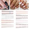 1 Set Wearable False Nails DIY Nail Art Kit with Glue & Nail File Press-on Nails Waterproof Gel Fake Nails Full Cover French Tips Artificial