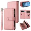For Google Pixel 10 Pro/Google Pixel 9/Google Pixel 9 Pro/Google Pixel 10 Zipper Wallet Case with 15 Card Slots and Strap Leather Phone Cover