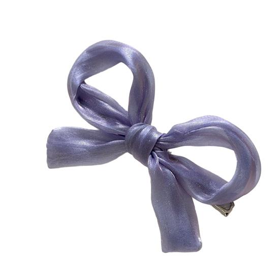 Girl Hairpin Pearlescent Luster Bowknot Decor Non-Slip Design Bangs Side Half-Tied Hair Clip Hair Accessories