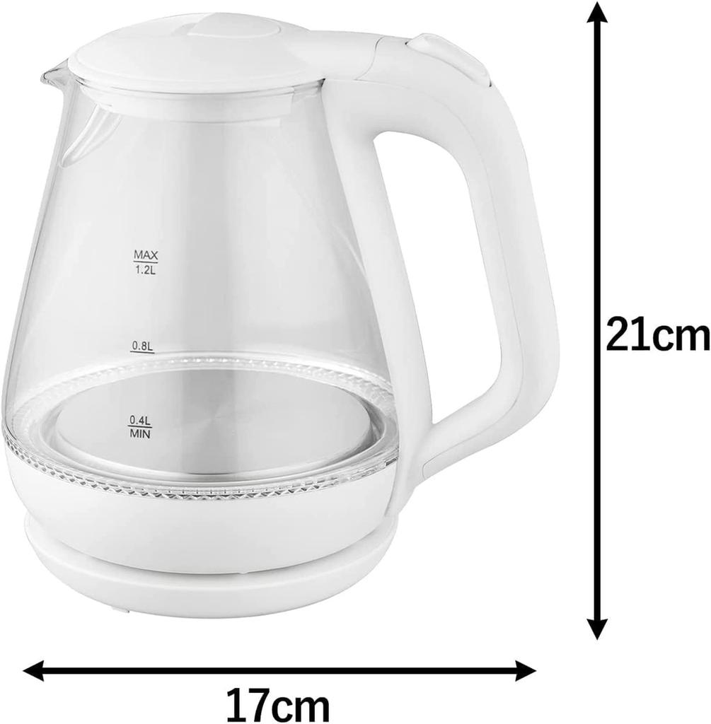 Электрический чайник из термостойкого стекла, стеклянный чайник белого цвета с высокопрочной светодиодной подсветкой быстрого нагрева, функцией автоматического выключения при закипании, функцией предотвращения закипания воды
