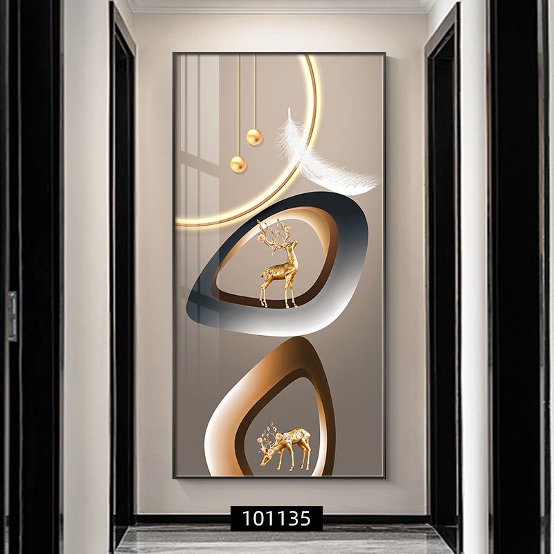 Абстрактная Роскошная Геометрия Перо Лист Свет Холст Картина Олень Декоративная Настенная Искусства Золотой Декор Для Гостиной Крыльцо Куадрос