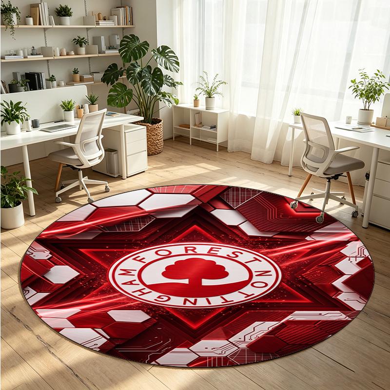 Nottingham Forest Football Printed Round Crystal Velvet Rug Soft Non Slip Floor Carpet For Bedroom Holiday Gift