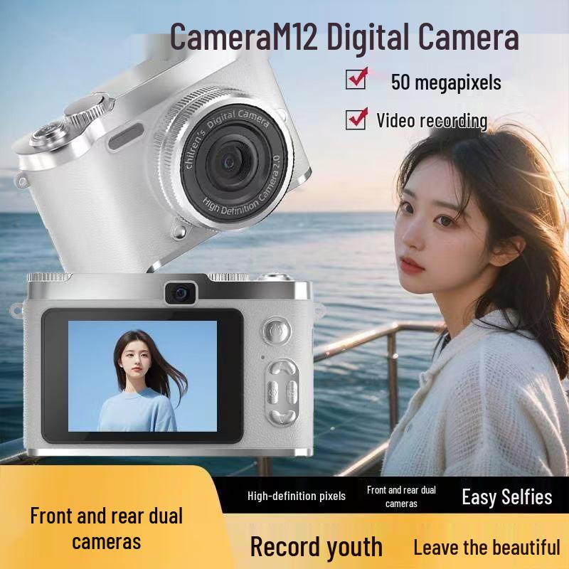 HD Dual Lens Retro Digital Camera with CCD Sensor for Travel, Campus, and Vlogging - Phone Upload Compatible