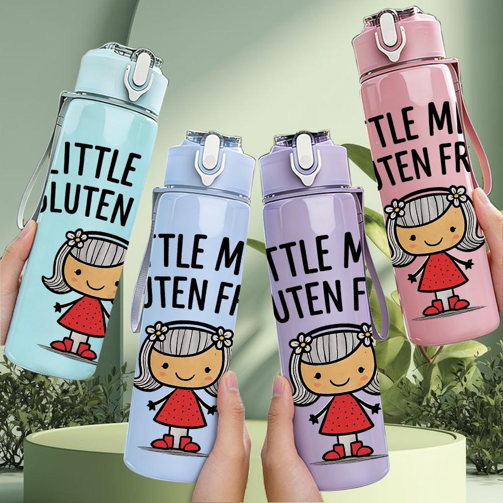 1PC Little Miss Gluten Free Cartoon 750ml Color Plastic Sports Water Bottle Leakproof Flip Straw Lid For Sports Office Home Use
