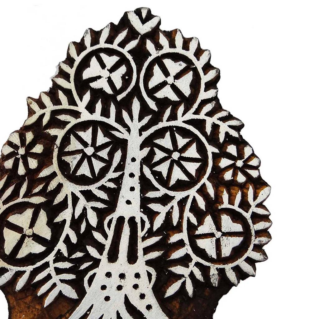 Ксилография Штамп Дерево Блокпринт Граница Штамп Коричневая Индийская Текстильная Печать