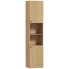 Tall Bathroom Cabinet, 6 Levels, 2 Cabinets, 2 Open Shelves, Open Compartments, Wood, Oak Color