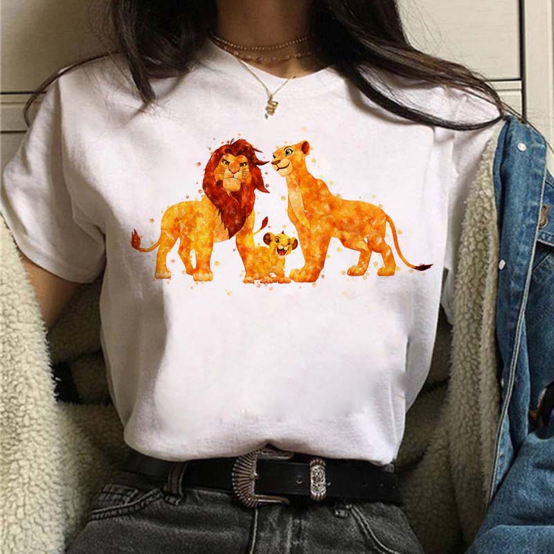 Disney Cartoon Hakuna Matata Cute Women T Shirt Harajuku 90s Ullzang The Lion King Children T-shirt Graphic Top Tees Female Gift