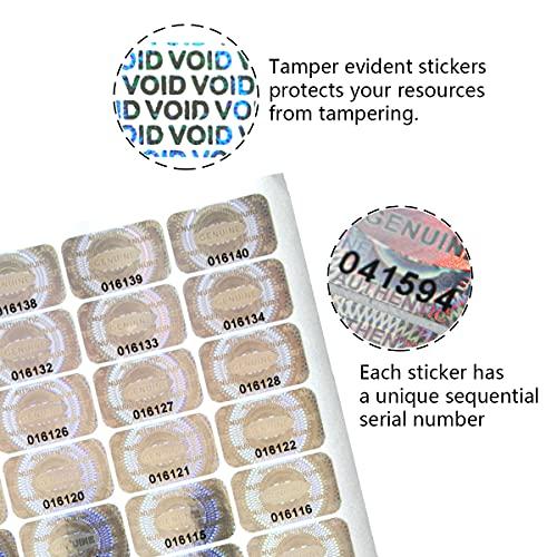 600 Holographic Security Labels 2.5 x 1.5 cm Tamper-Evident Self-Adhesive Warranty Seals with Unique Serial Numbers for Product Authentication