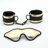 Soft Gold Black Restraints Blindfold Eye Mask Wrist Cuffs Toy Starter Kits