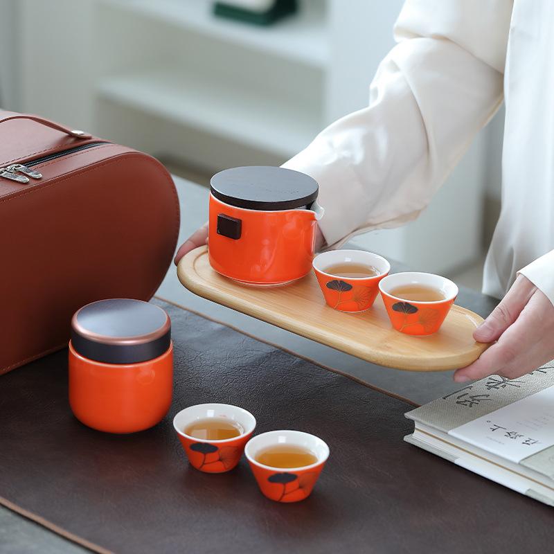 Business Guochao Portable Travel Tea Set Kuaike Set 1 Cup Handbag Opening Event Practical Gifts