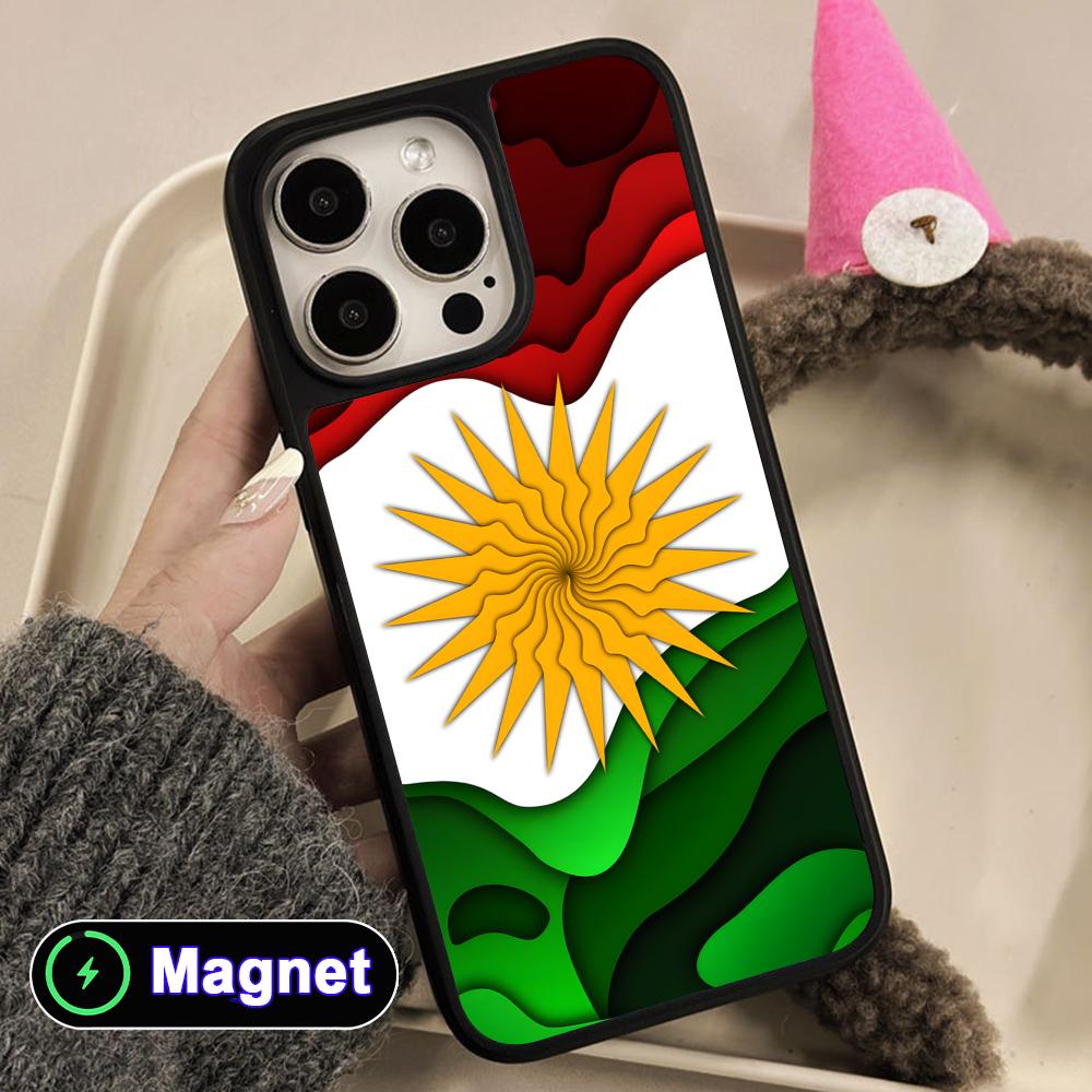 Матовая Magsafe чехол для мобильного телефона с флагом Курдистана для iPhone 17 16 15 14 13 12 11 Air Pro Max Plus Цветная крышка