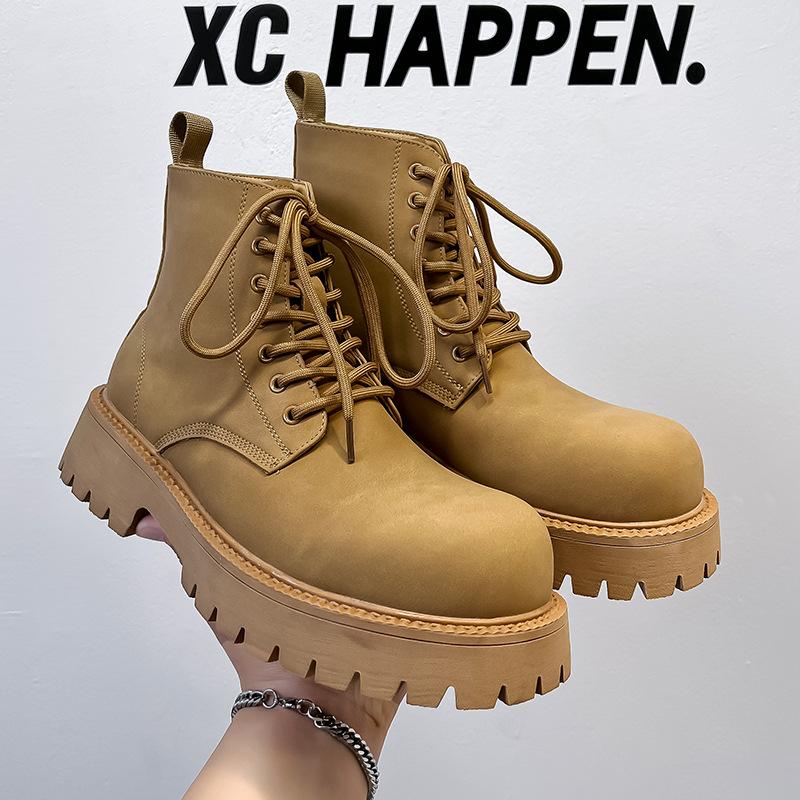 Большие желтые ботинки мужская обувь ботинки Мартина большая голова продвинутый смысл нишевые желтые короткие ботинки американские рабочие ботинки 8266-A