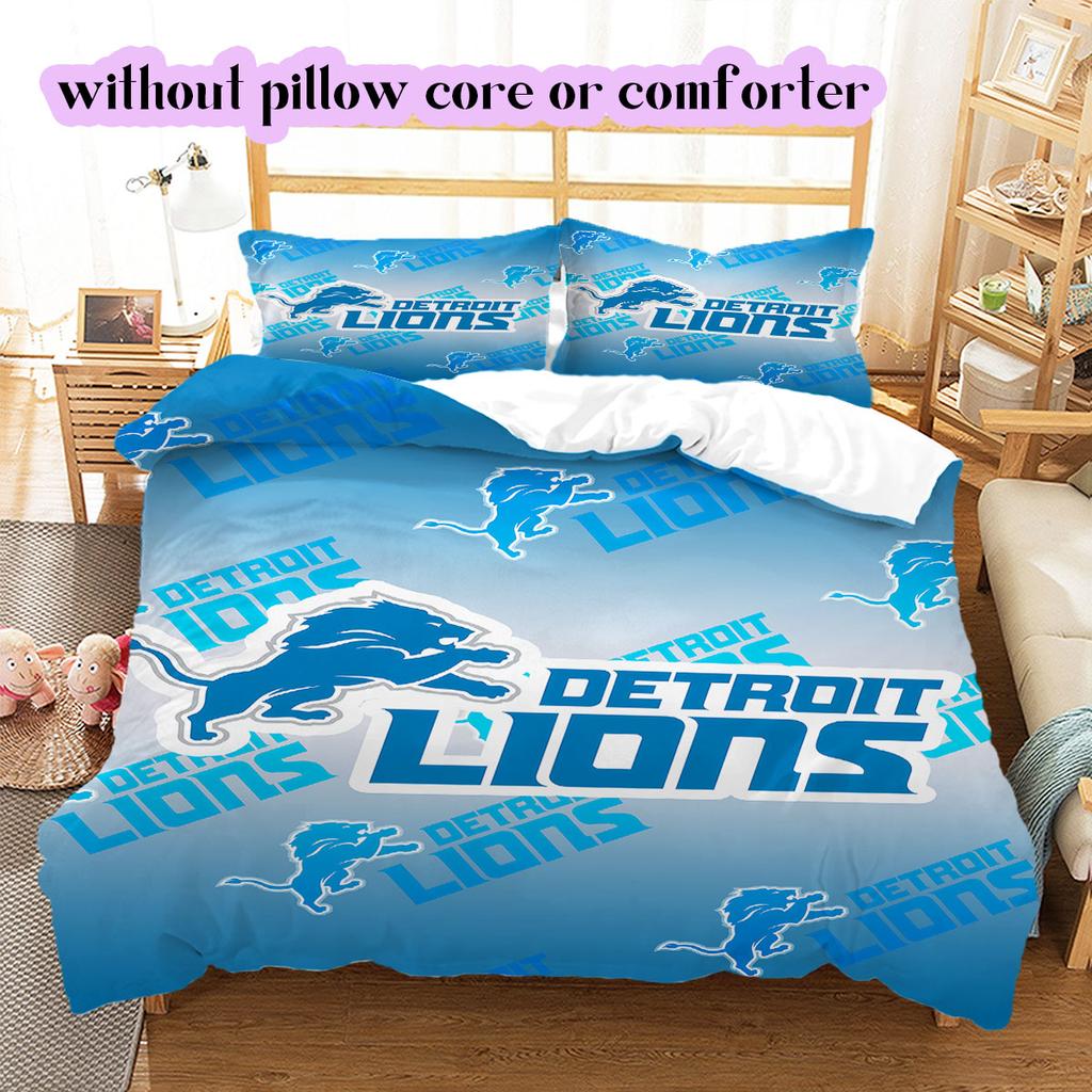 Detroit Lions rugby Pattern Bedding,Quilt Set Quilt Cover Pillowcase Home Birthday Gift (1*duvet cover+2*pillowcase,without core)