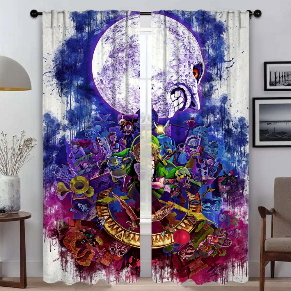 Блэкаут шторы для гостиной Шторы Zeldas Тюль для спальни Шторы для домашнего интерьера 2 штуки Хэллоуин украшение Жалюзи