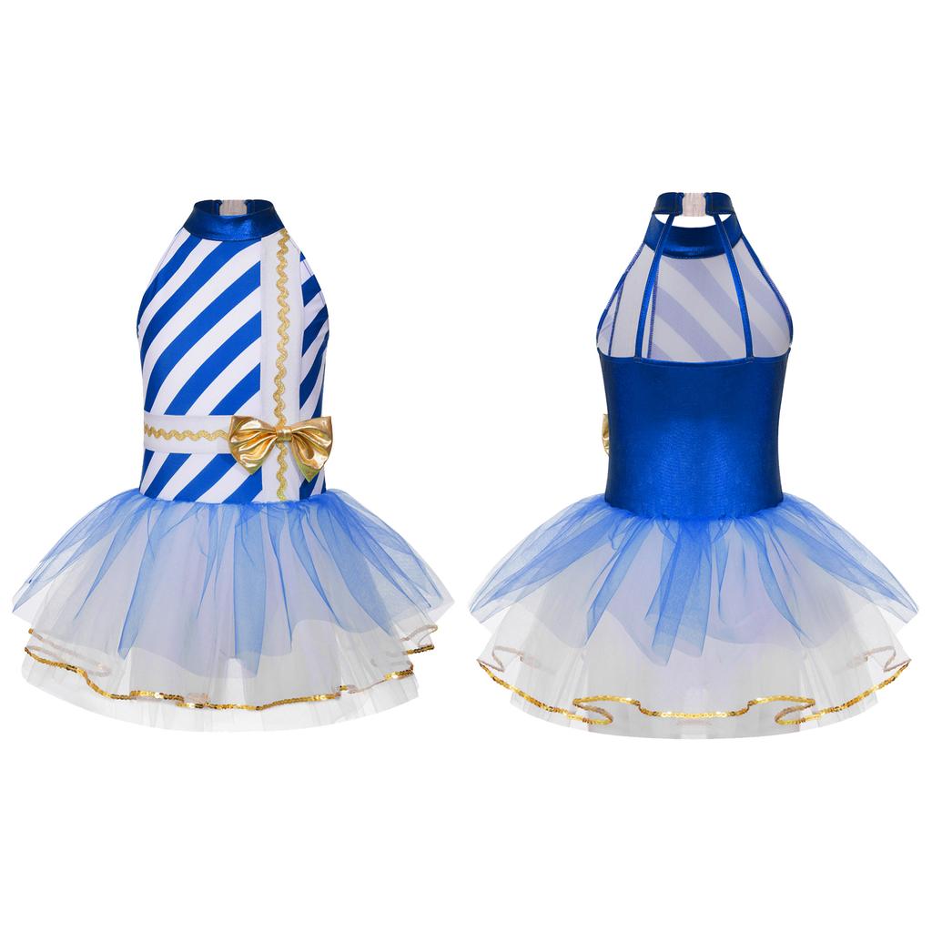 Костюм для девочек на Рождество и Новый год в виде леденца, балетная пачка с полосками, танцевальное платье для рождественской новогодней вечеринки, сценический костюм