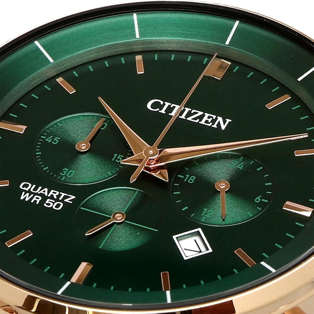 Citizen Chronograph Quartz Men's Watch AN8223-54X Green Rose Gold Stainless Steel