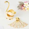New Tableware Gold Metal Swan Base Holder High-end Fruit Spoon Metal Coffee Spoon Set
