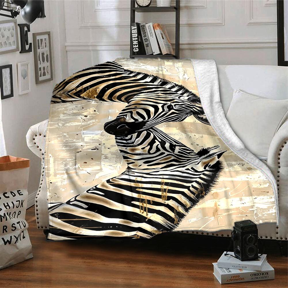 1Pc Zebras Abstract Reflections Blanket Soft And Comfortable Casual Warm Camping Travel Christmas Halloween Xmas Gift M928601
