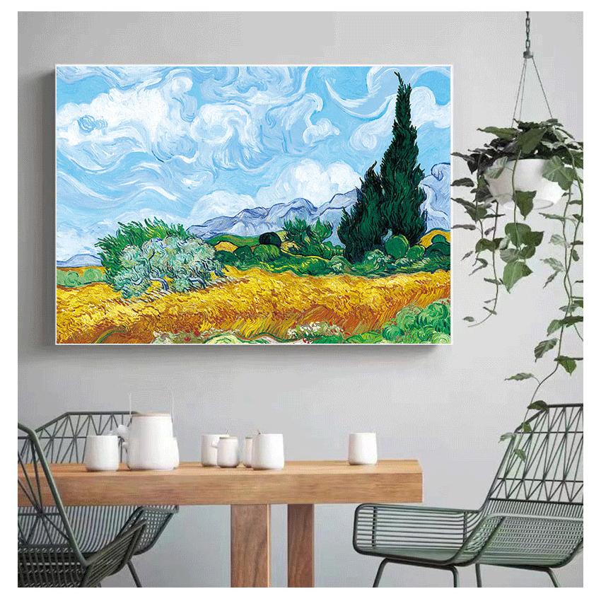 Posters and Prints Wall Picture for Living Room Harvest At La Crau by Van Gogh Landscape Oil Painting Reproductions On Canvas