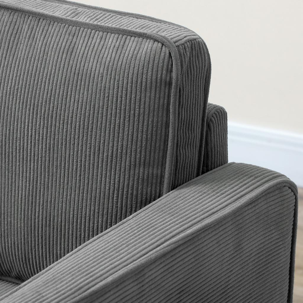 2-Seater Sofa with Storage Space and 2 Cushions, in Velvet-Effect Fabric and Wood, 140x63x79 cm, Grey