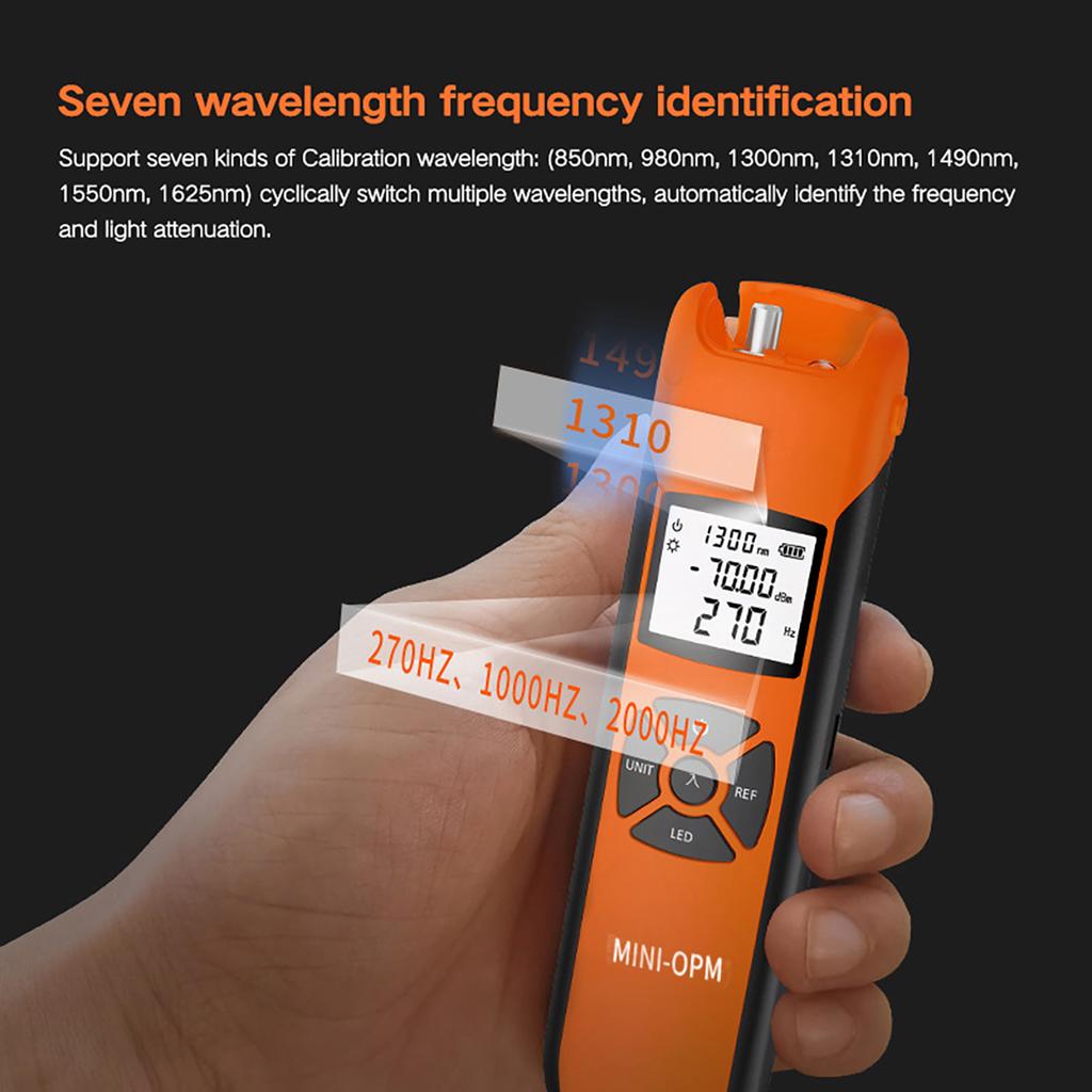 Optic Power Meter LCD Color Screen Optic Power Meter for Testing 7 Calibrated Wavelengths