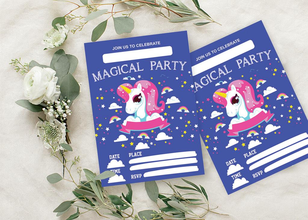 Darling Souvenir Blue Birthday Invitation Card 28 шт. Заполните или напишите пустые приглашения для печати Принадлежности для вечеринок 5x7