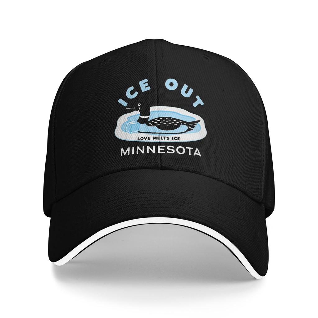 Baseball Cap Ice Out of MN Minnesota Flag and Map Outdoor Sport Trucker Hat For Unisex Men High Quality Design Baseball Caps