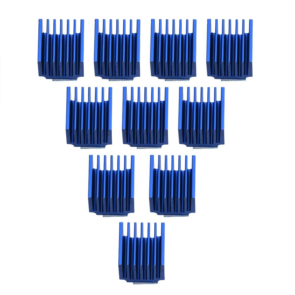 10 шт. алюминиевый радиатор для драйвера шагового двигателя с охлаждающим ребер с клеем для 3D-принтера синего цвета