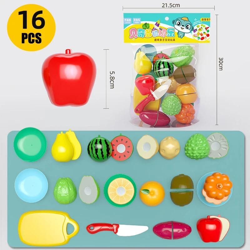 Кухонный игровой набор игрушечных домиков, корзина для моделирования фруктов, овощей, игра для резки еды, развивающая детская игрушка Монтессори, обучающая игрушка для девочек