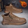 Внешняя торговля новые высокие кеды популярная мужская обувь молния мужская повседневная кожаная обувь флис теплая хлопковая обувь Мартин модная обувь
