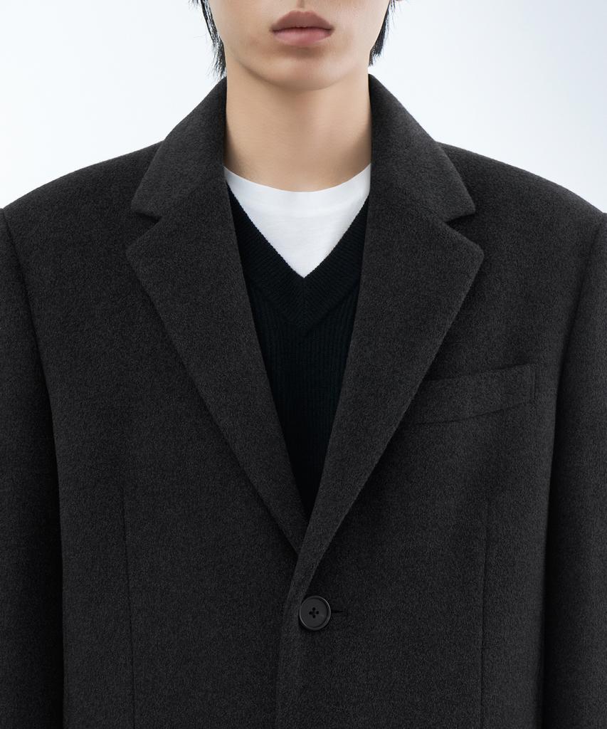 Musinsa Standard Cashmere Blend Masculine Chesterfield Long Coat [Charcoal Grey]
