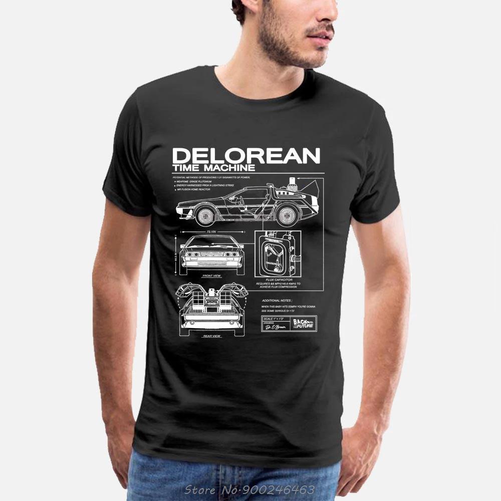 Футболка с принтом схемы DeLorean из фильма «Назад в будущее» Мужская хлопковая футболка для мотоциклистов Летняя мужская футболка в стиле хип-хоп - Я...