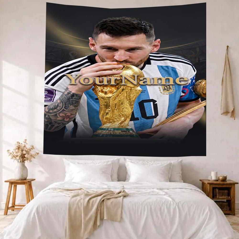 Messi Custom Your Name Wall Decor Tapestry Art For Pet Memorial Birthdaywedding Party Backdrop Family Gift