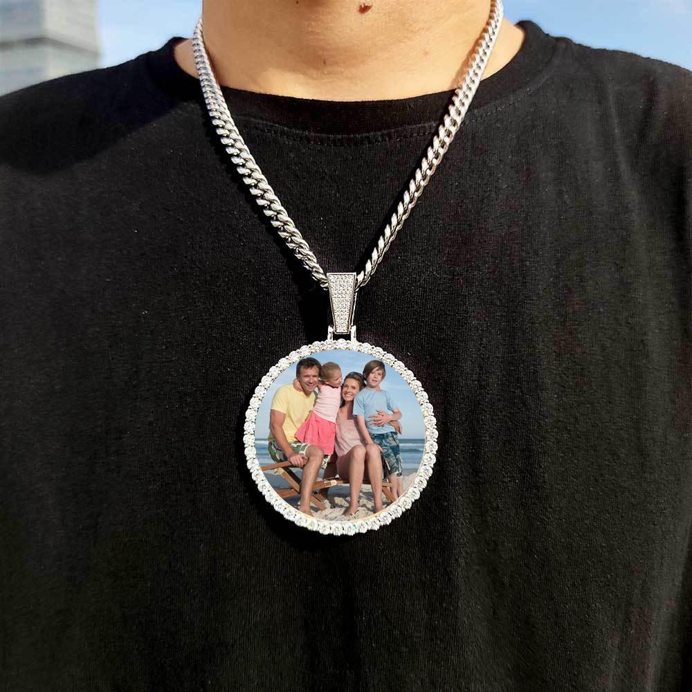 Изготовленный на заказ Большой Фото Медальон Золотой Ожерелье Кулон Iced Out Кубинский Мужской Хип-Хоп Фото Украшение Подарок Можно Бесплатно Настроить